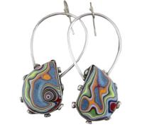 ZIAFRPN Vintage Forma Irregolare Pasta Modelli Colorati Orecchini Etnico Colore Argento Penzolare Orecchini Accessori per Il Partito