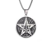 ZIAFRPN Vintage n Pentagramma Pentagramma Ciondolo Ebraico Quattro Lettere Gioielli per Gli Uomini Charm Amuleto Collana congratulazioni Regali