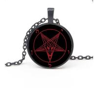 ZIAFRPN Vintage Rosso Nero Pentagramma Modello Pendente Collana Capra Diavolo Baphomet Collana Satana Uomini Donne Stile Gotico Accessori Regali