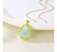 ZIAFRPN Vintage Verde Fortunato Maitreya Pendente Collane Corte per Le Donne Acciaio Collo Catena Ragazze Guardia Gioielli