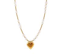 ZIAFRPN Vtage Lusso Perle Cha Ciondolo Collana per Le Donne Gol Placcato Acciaio Inox Gioielli alla Moda