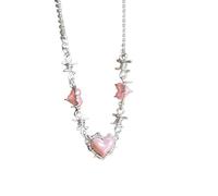 ZIAFRPN Y2k Pink Thorns Love Heart Collana per Le Donne 2023 Moda Coreana Spine in Acciaio Inossidabile Catene Collare Girocollo per Gioielli da Donna