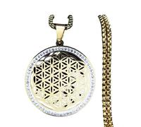 ZIAFRPN Yoga Fiore della Vita Acciaio Inox Cristallo Catena Collane Donne/Uomini Seme della Vita Collana Gioielli Fleur de Vie N4834