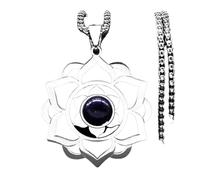 ZIAFRPN Yoga Lotus guarigione Chakra Collana in Acciaio Inox Simbolo Dolce Fiore della Vita collane Gioielli spirituali Collare N2703