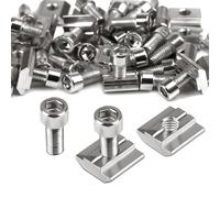 Ziamzra 100 Pezzi Dado Scorrevole Set 50 Pezzi Dadi Ad Angolo Quadrato M8 e 50 Pezzi Bulloni per Binari A T Standard Europeo Dadi T 30 Serie Blocco Dado Dadi per Maschere Strumento Lavorazione Legno