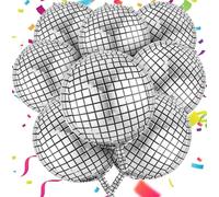 Ziamzra 8 Pezzi Argento Palloncini Discoteca Set Palloncini Compleanno Grandi Palloncini Matrimonio 22 Pollici Palloncini Foil 4D Palloncini Metallizzati per Decorazioni Festa a Tema Carnevale Party