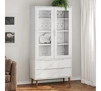 Ziaphsol 1. Design e dimensioni spaziose Questo armadietto offre ampio spazio per riviste con le sue dimensioni di 90 x 35 x 175 cm e 2 cassetti e 4 scomparti dietro 2 ante in vetro