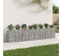 Ziaphsol 3 aiuole rialzate a gabbione in acciaio zincato di colore argento con design robusto, resistente alle intemperie e facile da montare, per giardino, terrazza o balcone, ideale come protezione