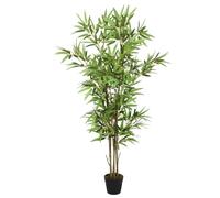 Ziaphsol Albero di bambù artificiale in bastoncini di bambù, 150 cm, 828 foglie, in vaso di plastica rotondo, decorazione realistica per soggiorno e ufficio, interni ed esterni
