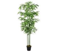 Ziaphsol Albero di bambù artificiale in canne di bambù e foglie in fibra tessile, 180 cm, 864 foglie, in vaso di plastica, decorazione realistica per soggiorno, ufficio e balcone