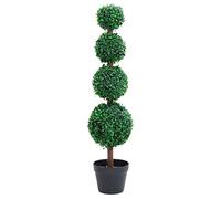 Ziaphsol Albero di bosso artificiale con vaso a forma di sfera, verde, 90 cm, pianta artificiale decorativa in polietilene e legno di eucalipto, effetto realistico, per ufficio, balcone, interni ed
