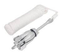 Ziaphsol Ancoraggio pieghevole con corda argentata, 8 kg, ghisa zincata a caldo, 60 x 12 x 12 cm, ancoraggio pieghevole per barche a vela, gommoni, kayak, barche, porti, mare, fiume, tenuta sicura