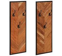Ziaphsol Appendiabiti da parete in legno di acacia massiccio con ganci in ferro, set da 2 pezzi, 35 x 1 x 90 cm, per corridoio, ingresso, camera da letto, salvaspazio, giacche, cappotti, borsa