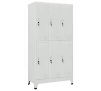 Ziaphsol Armadietto a 6 scomparti, in acciaio grigio, 90 x 45 x 180 cm, con serratura, per spogliatoio, ufficio, scuola, robusto cabinet con asta appendiabiti, pantry cabinet