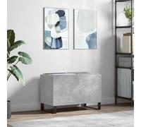 Ziaphsol Armadietto per dischi grigio cemento in legno e ferro, 74,5 x 38 x 48 cm, scaffale per dischi per LP con piastra superiore per giradischi industriale HiFi Rack