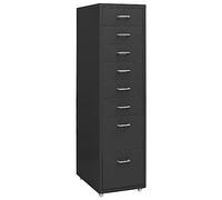 Ziaphsol Armadio da ufficio con rotelle, antracite, 28 x 41 x 109 cm, in metallo, con 8 cassetti, per cartelle documenti, contenitore a rotelle, per ufficio e casa