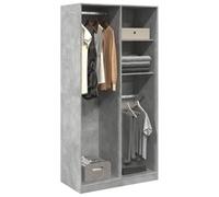 Ziaphsol Armadio grigio cemento in legno 100 x 50 x 200 cm con 4 scomparti, asta appendiabiti e porta per camera da letto, corridoio, spogliatoio e cameretta dei bambini, con vano portaoggetti