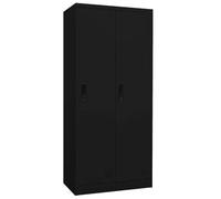 Ziaphsol Armadio in acciaio nero 80 x 50 x 180 cm con 2 serrature, 2 scomparti e 4 grucce, spazio per vestiti e accessori in camera da letto o ingresso