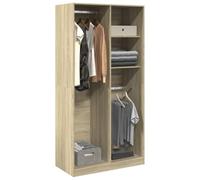 Ziaphsol Armadio in rovere Sonoma, 100 x 50 x 200 cm, con 4 scomparti, asta appendiabiti, scaffale, porta e cassetto per camera da letto, corridoio, spogliatoio e cameretta dei bambini
