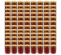 Ziaphsol Barattoli per marmellata con coperchio dorato in vetro trasparente da 230 ml, 96 barattoli con ampia apertura per conserve, marmellate, chutney