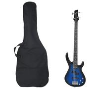 Ziaphsol Basso elettrico per principianti con custodia, 4/4 46", gradiente blu nero, legno di betulla, con accordatore, cavo audio, plettro e cinghia per lezioni, esercizi, palcoscenico, studio