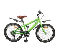 Ziaphsol Bicicletta per bambini da 20 pollici, cambio a 6 marce, telaio in acciaio, verde, con parafango, campanello, supporto e catarifrangenti, per bambini da 6 a 11 anni, per il tempo libero