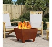 Ziaphsol Braciere marrone in acciaio resistente alle intemperie, 50 x 50 x 38 cm, quadrato, con protezione dalle scintille, per giardino, terrazza, balcone, protezione da vento e intemperie