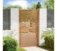 Ziaphsol Cancello da giardino, 100 x 200 cm, in acciaio resistente alle intemperie, design a croce, per ingresso, con sistema di chiusura richiudibile con 3 chiavi e pali per confine della proprietà