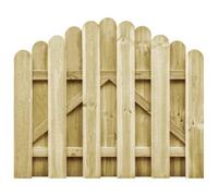 Ziaphsol Cancello da giardino in legno di pino impregnato, 100 x 75 cm, con design curvo, resistente alle intemperie, stabile, per giardino, terrazza, terreno, esterno, cancelletto d'ingresso sicuro