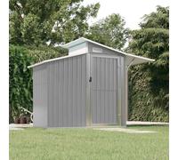 Ziaphsol Capanno per attrezzi in acciaio zincato, grigio, 270 x 130 x 208,5 cm, per attrezzi, tosaerba e attrezzi da giardino, con porta e ventilazione per l'ordine