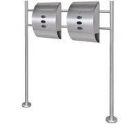 Ziaphsol Cassetta delle lettere doppia in acciaio inox con supporto, 2 cassette postali e serratura con 4 chiavi, 30 x 12 x 40 cm, con porta giornali, per casa giardino recinzione