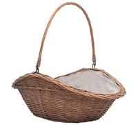 Ziaphsol Cesto per legna da ardere in vimini naturale con maniglia, 60 x 44 x 55 cm, cestino per legna da ardere, carrello per legna da ardere e decorazione in stile rustico, portatile per giardino e