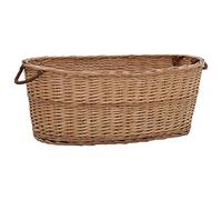 Ziaphsol Cesto per legna in vimini naturale con manici, 88 x 57 x 34 cm, marrone, per legna da ardere, conservazione in soggiorno, portatile, per interni e giardino