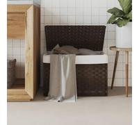 Ziaphsol Cesto portabiancheria con coperchio, in polyrattan, 55,5 x 35 x 34 cm, pieghevole, con maniglia per il trasporto e sacchetto interno rimovibile, per riporre la biancheria sporca in bagno