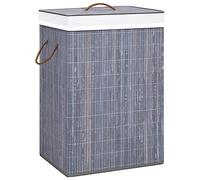 Ziaphsol Cesto portabiancheria in bambù con 1 scomparto, grigio, rettangolare, 40 x 30 x 60 cm, inserto in tessuto rimovibile, con manici per il trasporto, pieghevole, per bagno e camera da letto
