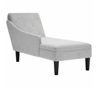 Ziaphsol Chaise longue con cuscino, bracciolo destro, tessuto grigio nuvola, 145 x 56 x 70 cm, poltrona relax con imbottitura, per soggiorno, camera da letto, angolo lettura, relax