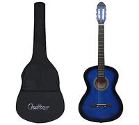 Ziaphsol Chitarra classica per principianti con custodia blu, 4/4 39 pollici, legno di tiglio, nylon, plastica dura, esercizio e lezione, per viaggi, palcoscenico, studio, con tastiera e accordatore