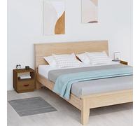 Ziaphsol Comodini in legno massello marrone miele 2 pezzi 40 x 34 x 45 cm con scomparto aperto e cassetto, ideale come elegante tavolino per camera da letto o soggiorno.