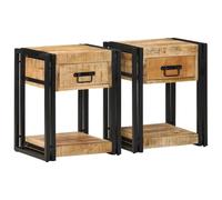 Ziaphsol Comodini robusti in legno di mango massiccio, 40 x 35 x 50 cm, con cassetto e scomparto, ideale come tavolino per camera da letto e soggiorno