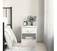 Ziaphsol Comodino ALTA in legno di pino massiccio, bianco, 41 x 35 x 41 cm, con cassetto e ripiano, ideale come tavolino in camera da letto