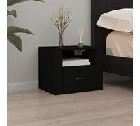Ziaphsol Comodino da parete nero, 50 x 36 x 40 cm, in legno resistente, ideale come tavolino sospeso per camera da letto e soggiorno