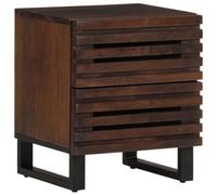 Ziaphsol Comodino in legno massello di mango 40 x 34 x 46 cm con 2 cassetti, robusto tavolino per camera da letto e soggiorno, unico venature del legno come elegante comodino