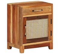 Ziaphsol Comodino in legno massiccio, 40 x 30 x 50 cm, con intreccio tubolare, pratico tavolino per camera da letto e soggiorno