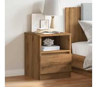 Ziaphsol Comodino in rovere Artisan, 40 x 40 x 52 cm, in legno per camera da letto e soggiorno, elegante tavolino con cassetto e scomparto aperto