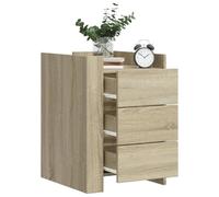 Ziaphsol Comodino in rovere Sonoma 45 x 50 x 65 cm, in legno con 3 cassetti, ideale come pratico tavolino in camera da letto, stabile e facile da pulire.