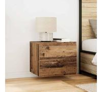 Ziaphsol Comodino rustico illuminato a LED, in legno antico, 50 x 39 x 41 cm, con due cassetti, ideale come pratico tavolino per la camera da letto