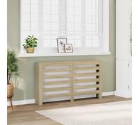 Ziaphsol Copertura per termosifone, in rovere Sonoma, 149 x 20 x 82 cm, design a lamelle, con supporto da parete, ripiano per decorazione, copertura per riscaldamento, montaggio