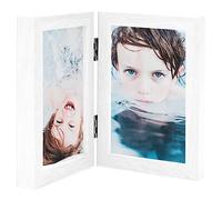 Ziaphsol Cornice portafoto doppia, bianca, pieghevole, con cerniere, set da 2 pezzi, 21 x 29,7 cm, per formato verticale o orizzontale, decorazione da parete per soggiorno e ufficio