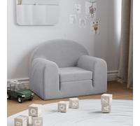 Ziaphsol Divano letto per bambini in peluche grigio chiaro, 52 x 40 cm, imbottito in schiuma, 2 in 1, poltrona per bambini e mini divano letto per leggere, giocare, fare un pisolino