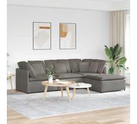 Ziaphsol Divano modulare con poggiapiedi e cuscino grigio chiaro in tessuto a coste 80% poliestere 20% nylon, flessibile per soggiorno, ufficio o salone, con funzione sonno e comfort relax